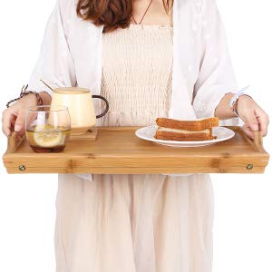 Snazzy Bamboo Wood Foldable Food Tray Breakfast Table Eating Serving Bed Tray Study Laptop Bed Serving Tray With Legs For Home,B